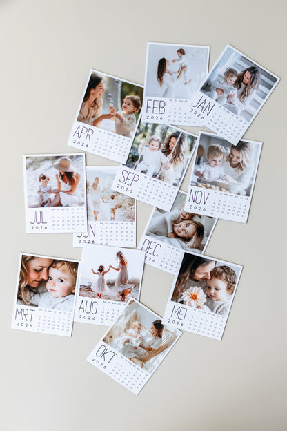Magnetische kalender 2026 met gepersonaliseerde foto's